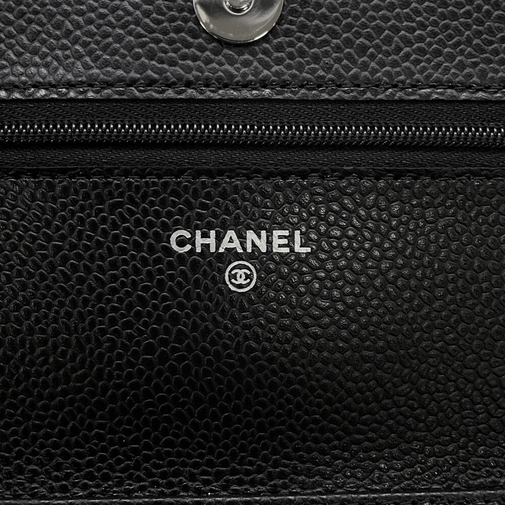 CHANEL Black Caviar Leather Logo Wallet - Picture 10 of 12